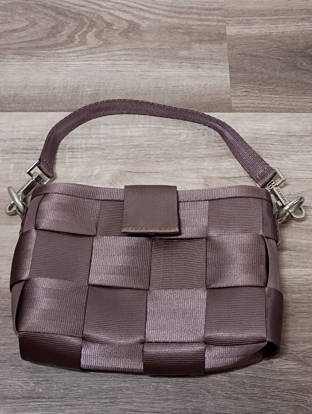 Harveys Vintage Y2K Classic Chocolate Brown Mini Woven Seatbelt Tote Handbag